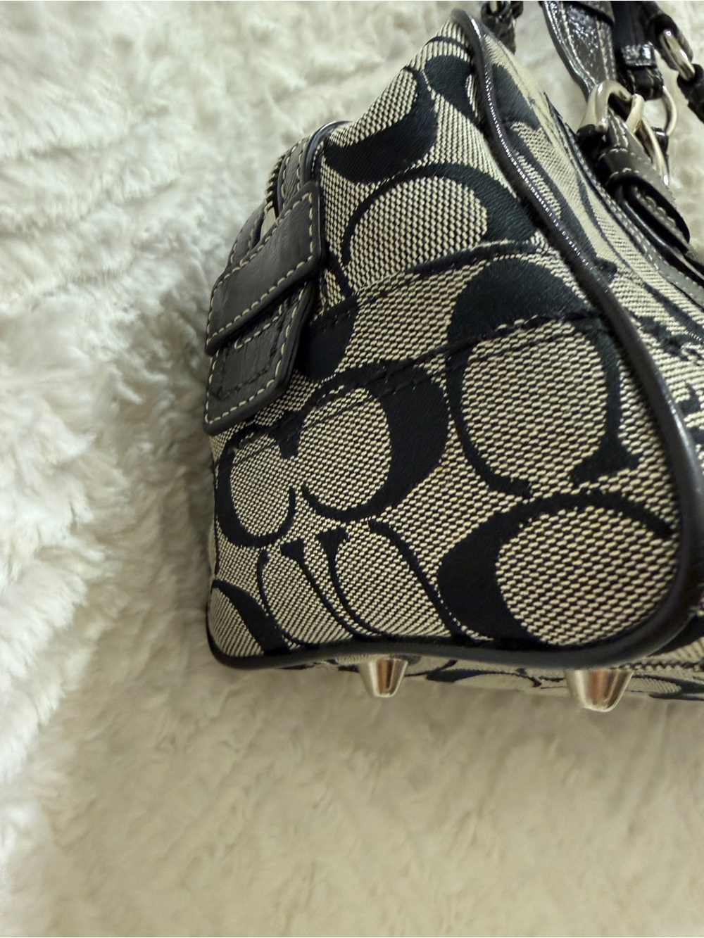 Coach Black and Gray Patchwork Shoulder Bag - Picture 4 of 12